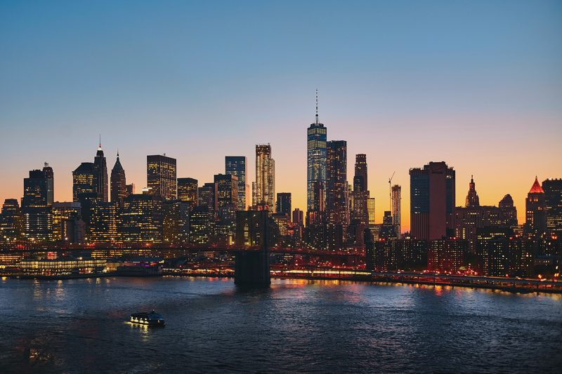 Panorama of Brooklyn Bridge and Manhattan